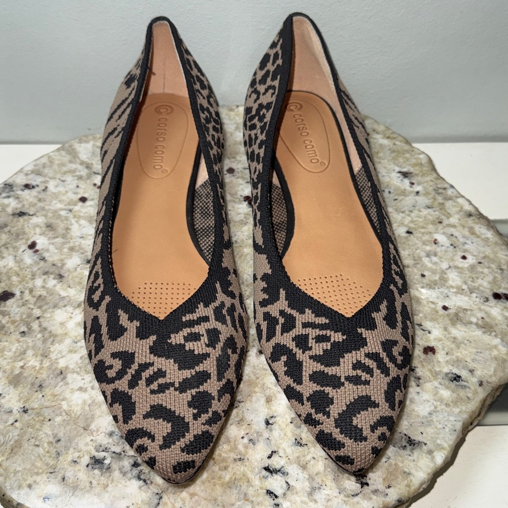 Corso Como Julia Stretch Knit Animal Leopard Print Women’s Ballet Flats Sz 7.5 M